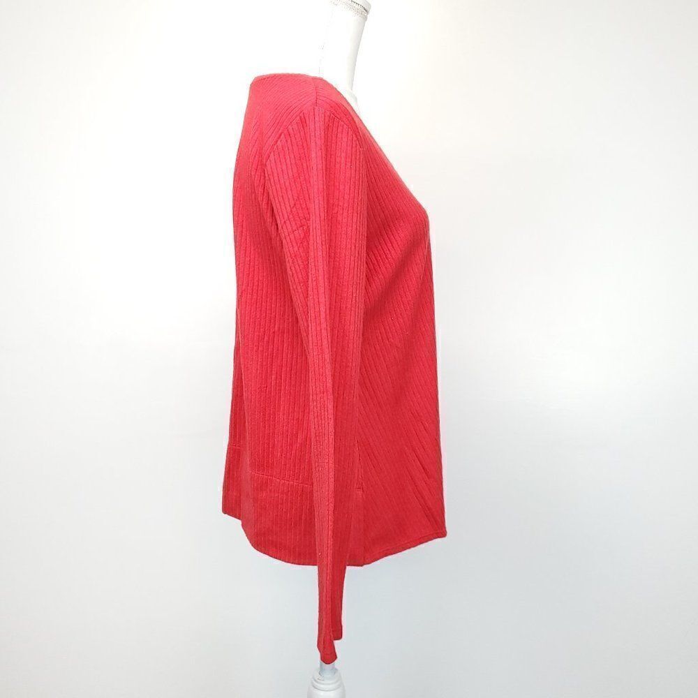 NIC+ZOE Cozy Long Sleeve Rib Knit Twist Top Pop Red Medium - Picture 8 of 12